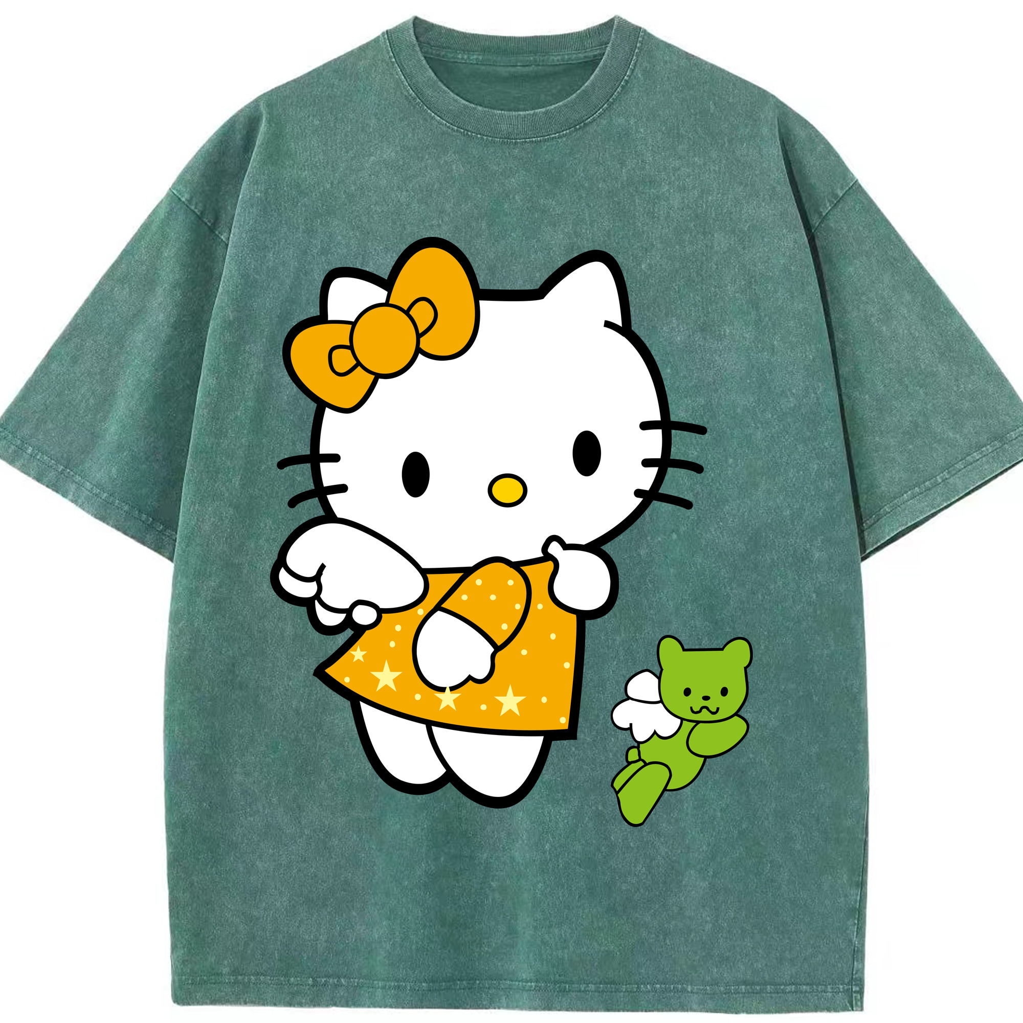 （画像用） Hello Kitty ハローキティ 綿100% ヴィンテージ風 半袖Tシャツ（フロントプリント）